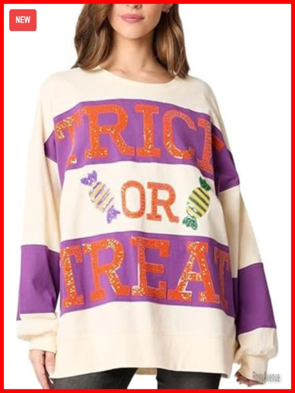 Sequin Color Block Crewneck Sweatshirt Long Sleeve Glitter Pullover